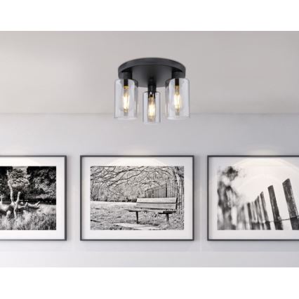 Globo - Loftlampe 3xE27/60W/230V sort