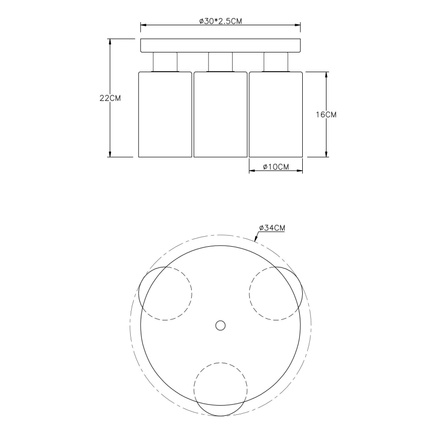 Globo - Loftlampe 3xE27/60W/230V sort