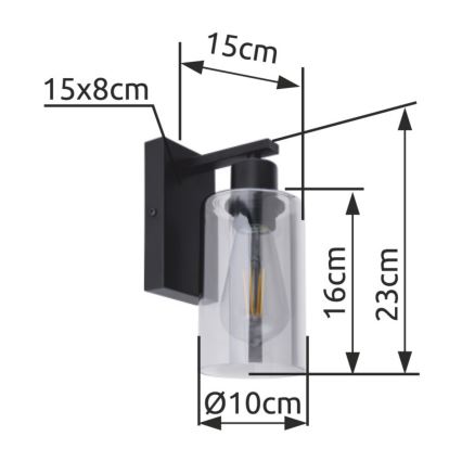 Globo - Væglampe 1xE27/60W/230V sort
