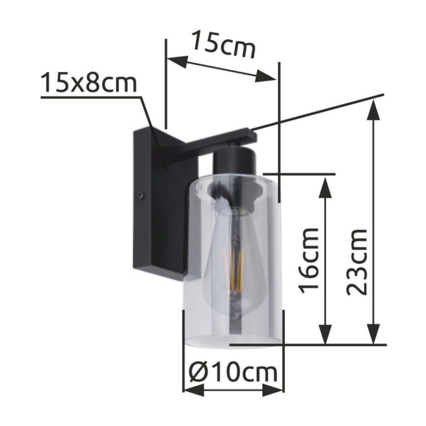 Globo - Væglampe 1xE27/60W/230V sort