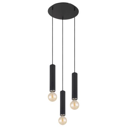 Globo - Loftlampe på ledning 3xE27/60W/230V sort træ