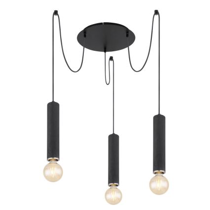 Globo - Loftlampe på ledning 3xE27/60W/230V sort træ