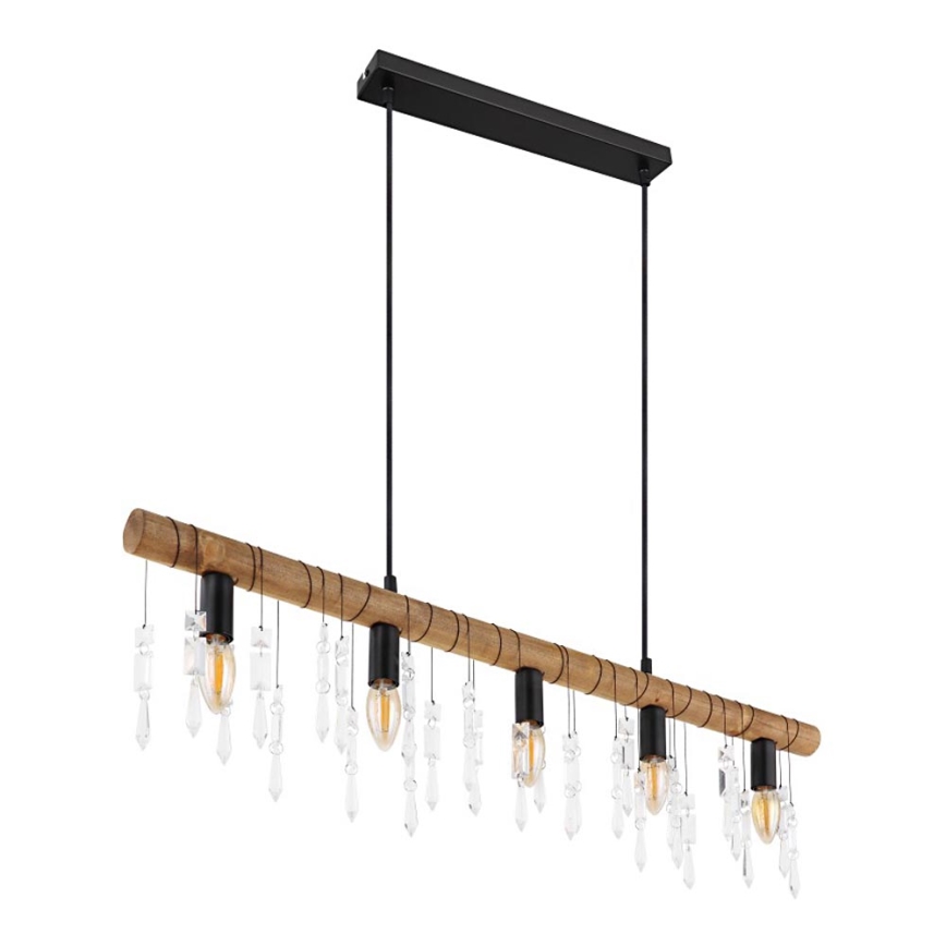 Globo 15532-5H - Pendel med kabel KIRA 5xE14/40W/230V sort/brun
