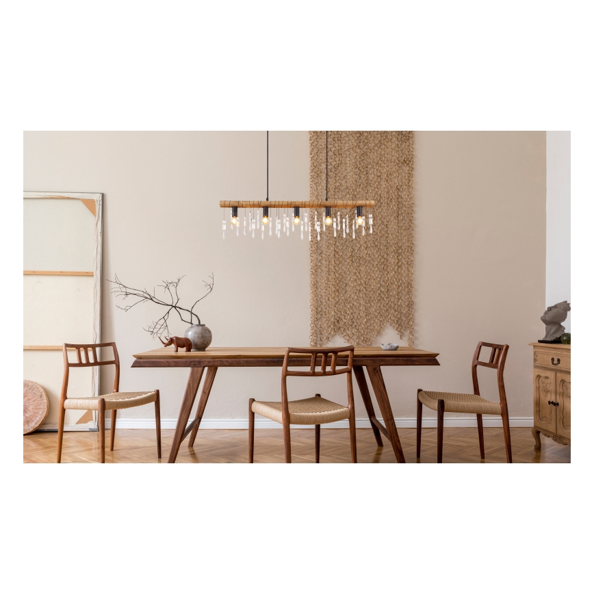 Globo 15532-5H - Pendel med kabel KIRA 5xE14/40W/230V sort/brun