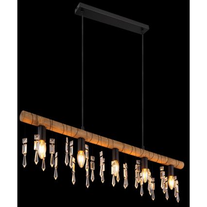 Globo 15532-5H - Pendel med kabel KIRA 5xE14/40W/230V sort/brun