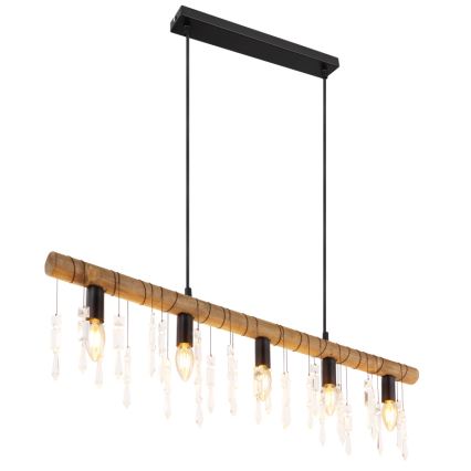Globo 15532-5H - Pendel med kabel KIRA 5xE14/40W/230V sort/brun