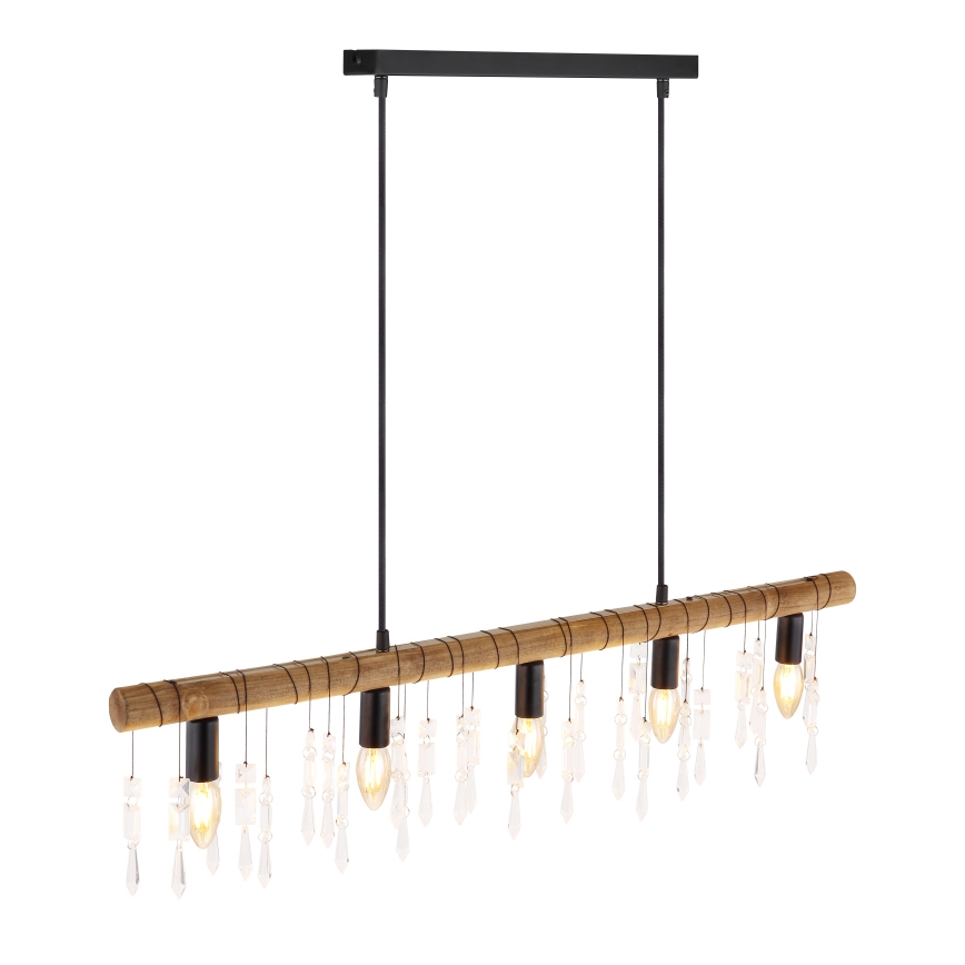 Globo 15532-5H - Pendel med kabel KIRA 5xE14/40W/230V sort/brun