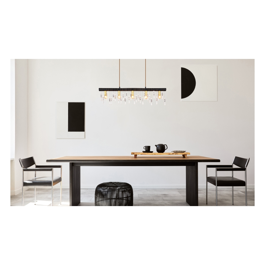 Globo 15532-5HB - Pendel med kabel KIRA 5xE14/40W/230V sort