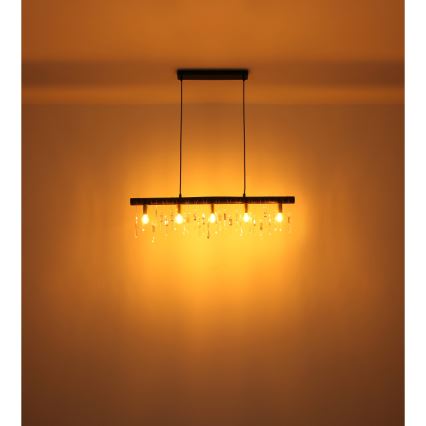 Globo 15532-5HB - Pendel med kabel KIRA 5xE14/40W/230V sort