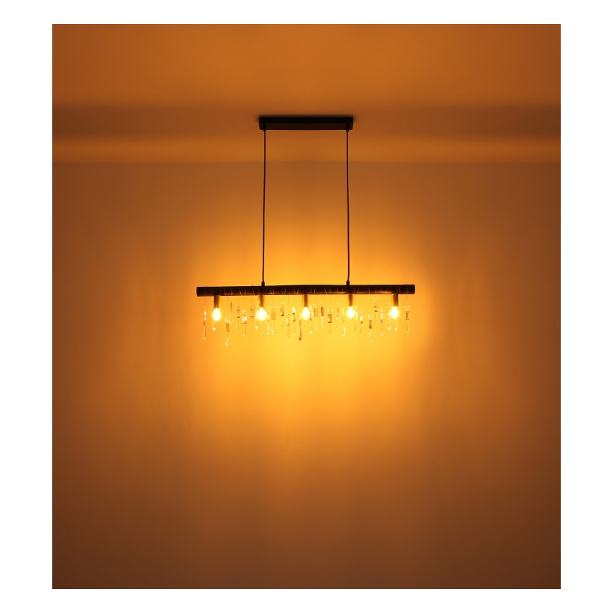 Globo 15532-5HB - Pendel med kabel KIRA 5xE14/40W/230V sort