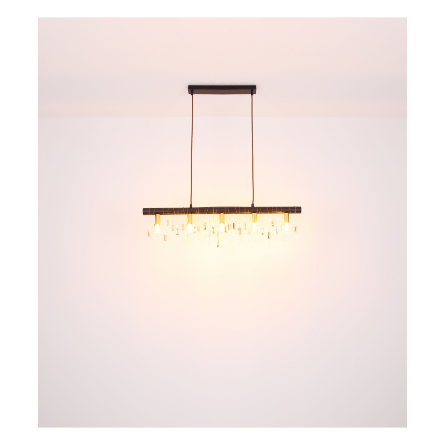 Globo 15532-5HB - Pendel med kabel KIRA 5xE14/40W/230V sort