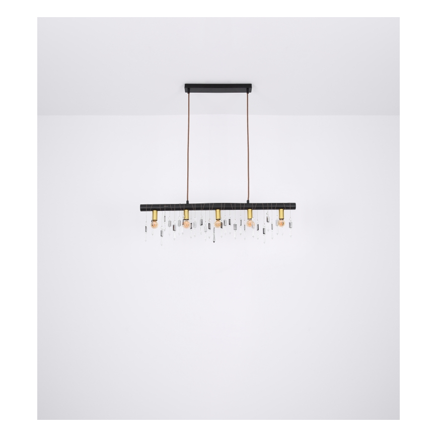 Globo 15532-5HB - Pendel med kabel KIRA 5xE14/40W/230V sort