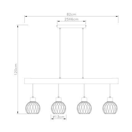 Globo - Pendel 4xE27/15W/230V