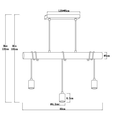 Globo - Loftlampe på ledning 3xE27/60W/230V