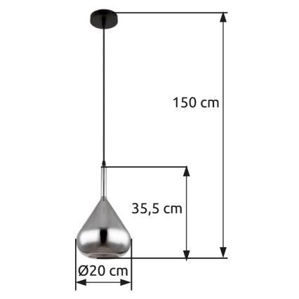 Globo - Pendel 1xE27/60W/230V diameter 20 cm sort