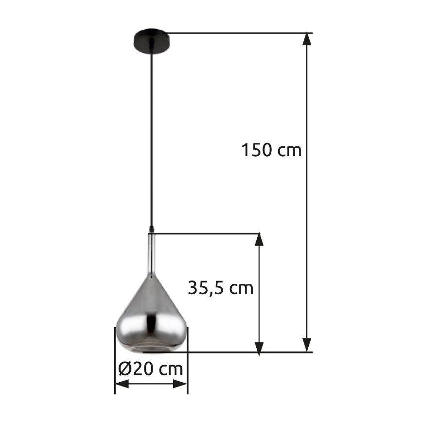 Globo - Pendel 1xE27/60W/230V diameter 20 cm sort