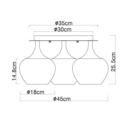 Globo - Loftlampe 3xE27/40W/230V diameter 45 cm kobber