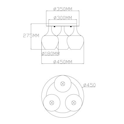 Globo - Loftlampe 3xE27/40W/230V antracit