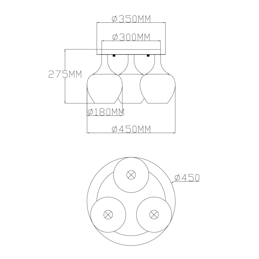 Globo - Loftlampe 3xE27/40W/230V antracit