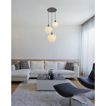 Globo - Pendel 3xE27/40W/230V hvid/antracit