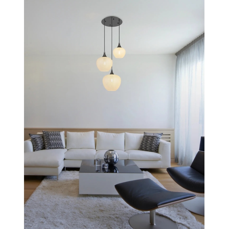 Globo - Pendel 3xE27/40W/230V hvid/antracit