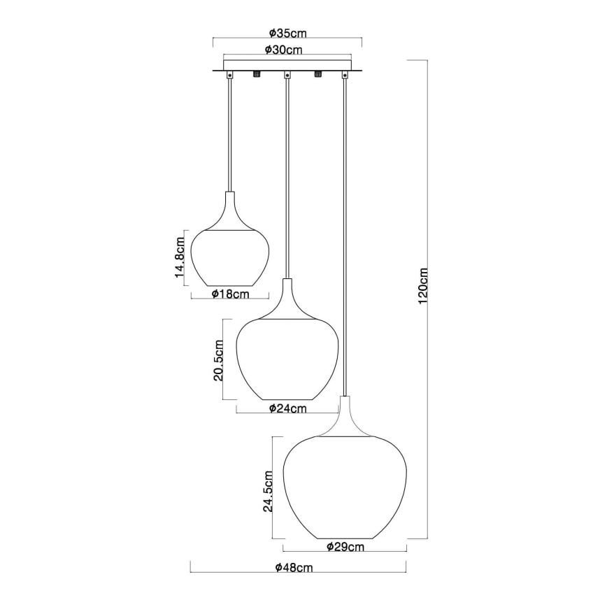 Globo - Pendel 3xE27/40W/230V hvid/antracit