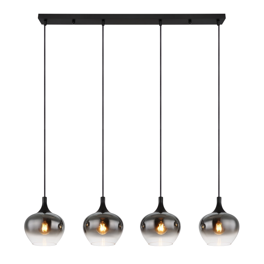 Globo - Pendel med kabelophæng 4xE27/40W/230V sort