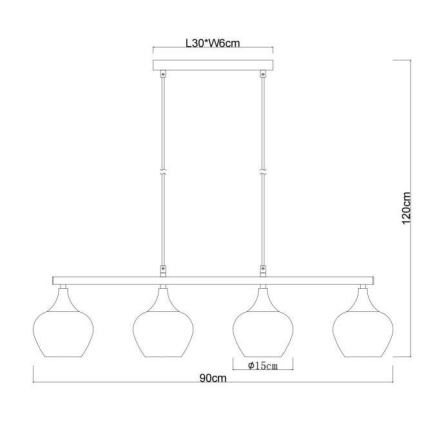 Globo - Pendel 4xE27/40W/230V sort