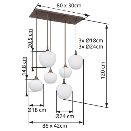 Globo - Pendel 6xE27/40W/230V hvid