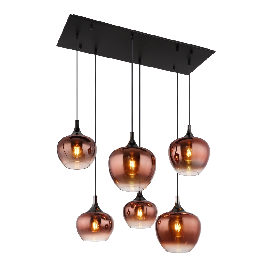 Globo - Pendel 6xE27/40W/230V brun/røget