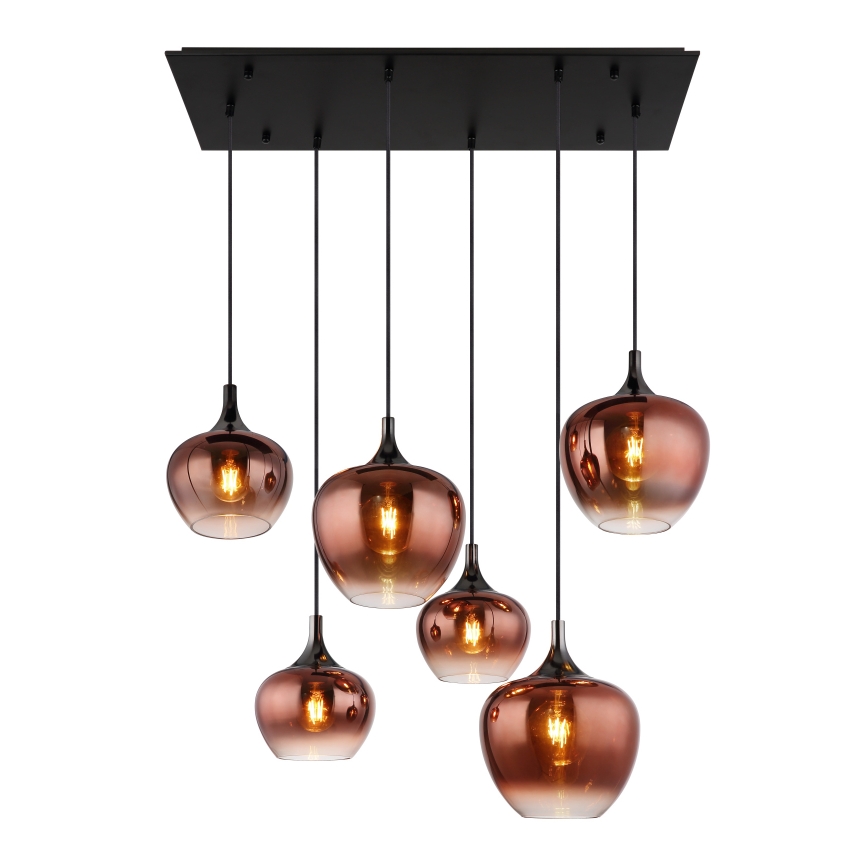 Globo - Pendel 6xE27/40W/230V brun/røget