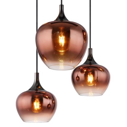 Globo - Pendel 6xE27/40W/230V brun/røget
