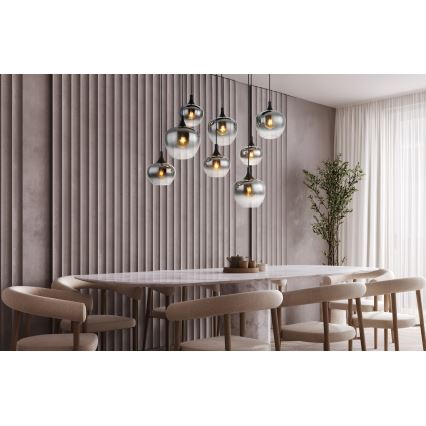 Globo - Lysekrone med wireophæng 8xE27/40W/230V sort