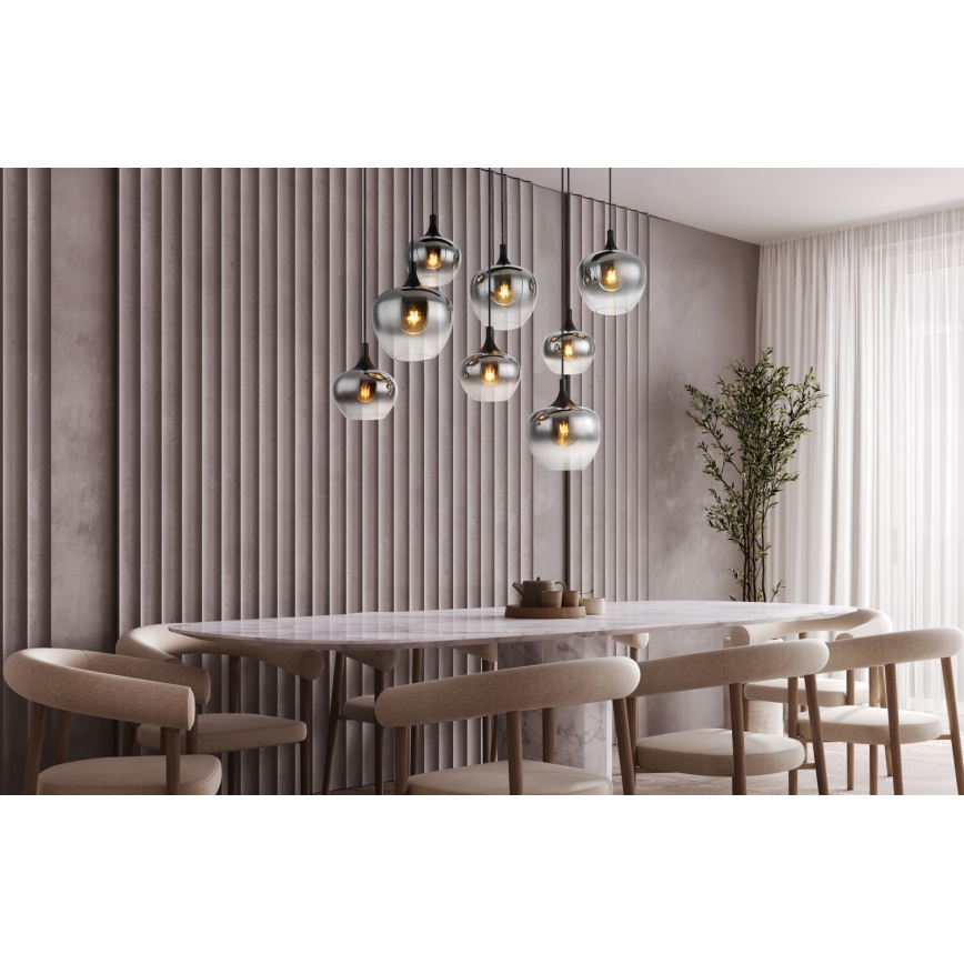 Globo - Lysekrone med wireophæng 8xE27/40W/230V sort