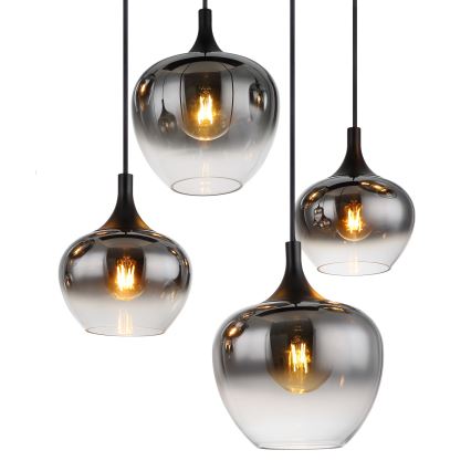 Globo - Lysekrone med wireophæng 8xE27/40W/230V sort