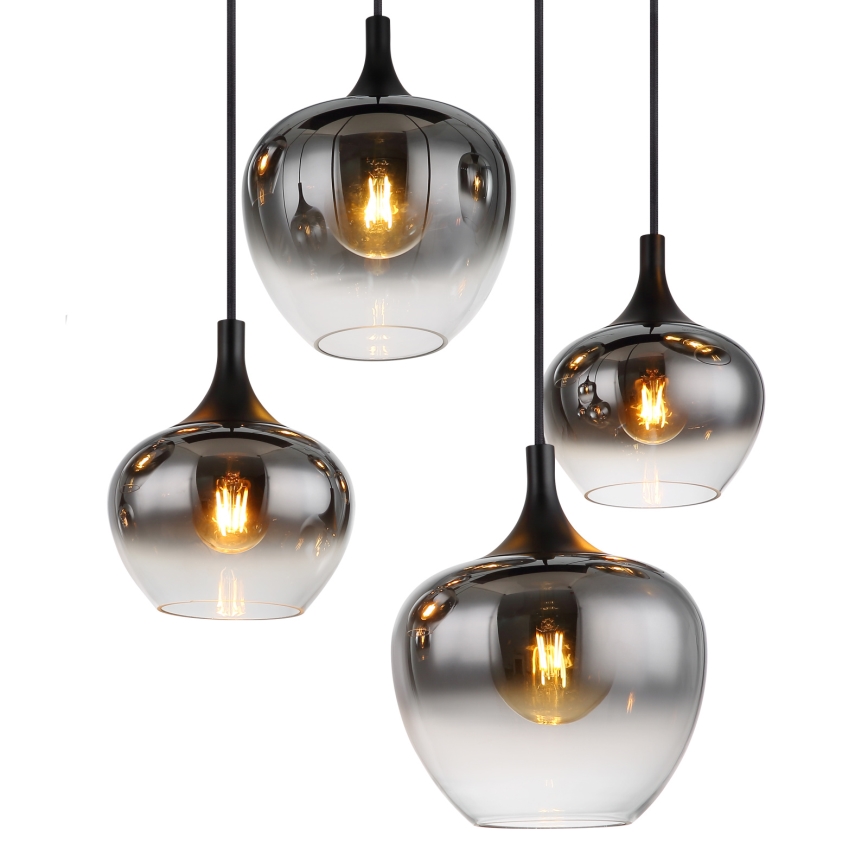 Globo - Lysekrone med wireophæng 8xE27/40W/230V sort