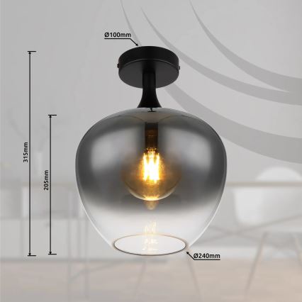 Globo - Loftlampe 1xE27/40W/230V røget