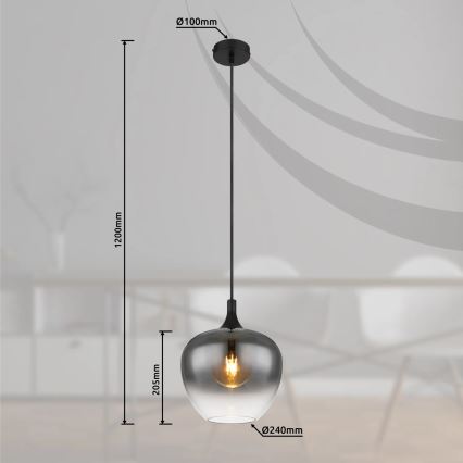 Globo - Pendel 1xE27/40W/230V diameter 24 cm sort