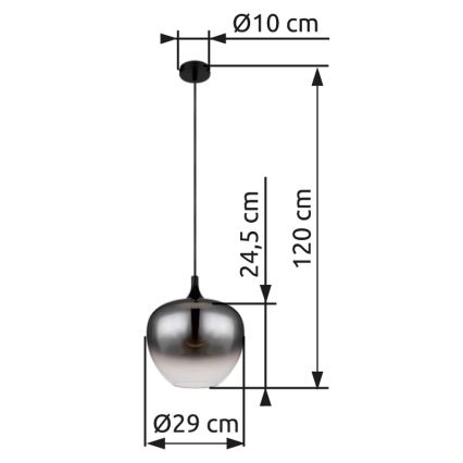 Globo - Pendel 1xE27/60W/230V diameter 29 cm sort