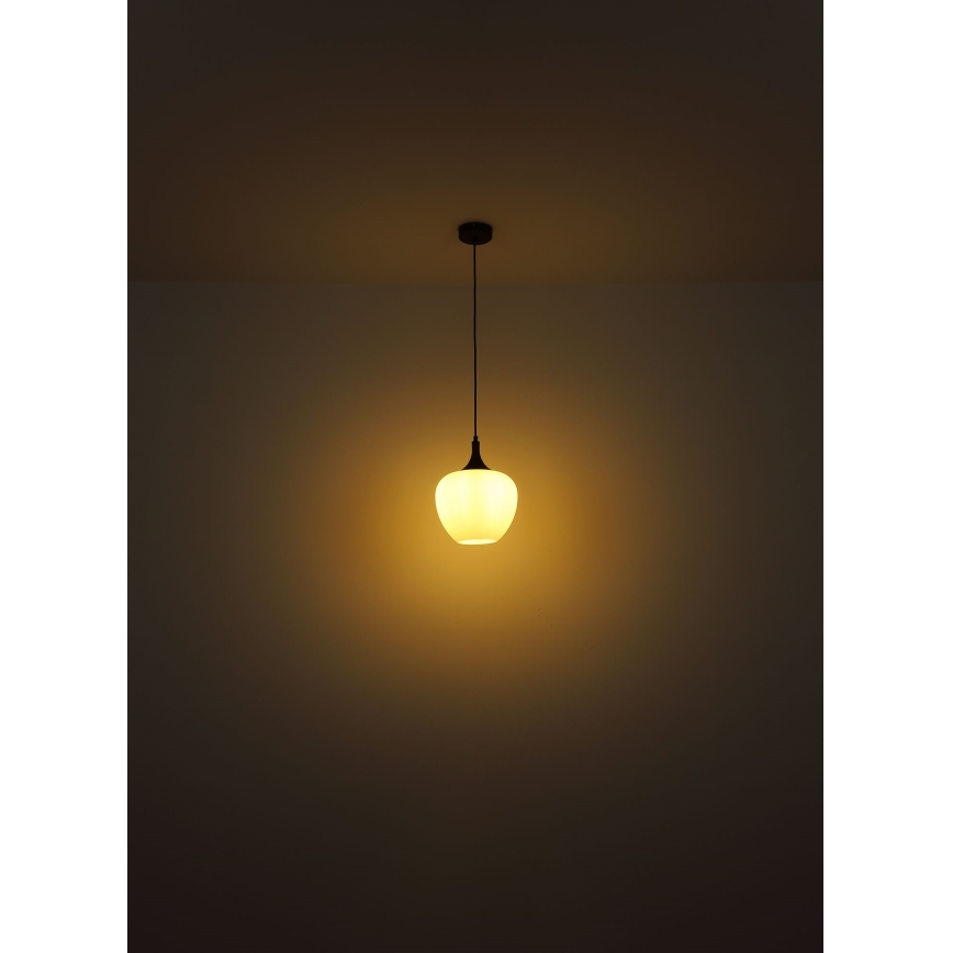Globo - Pendel 1xE27/60W/230V diameter 29 cm hvid/brun