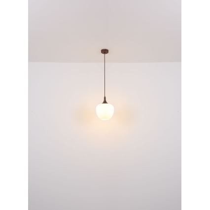 Globo - Pendel 1xE27/60W/230V diameter 29 cm hvid/brun