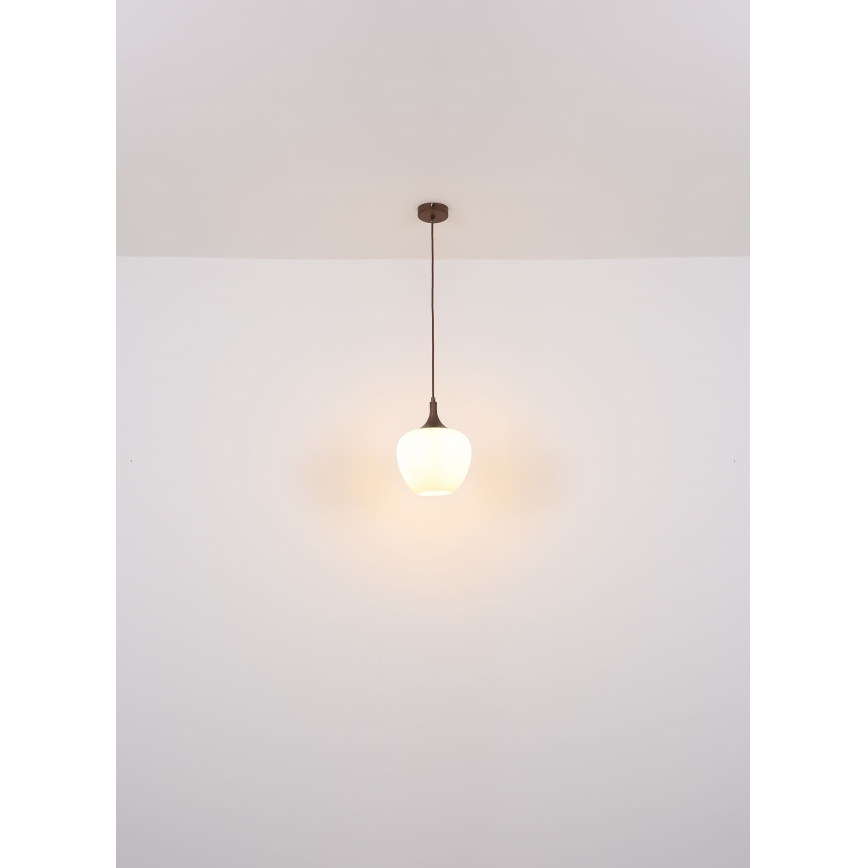 Globo - Pendel 1xE27/60W/230V diameter 29 cm hvid/brun