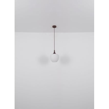 Globo - Pendel 1xE27/60W/230V diameter 29 cm hvid/brun