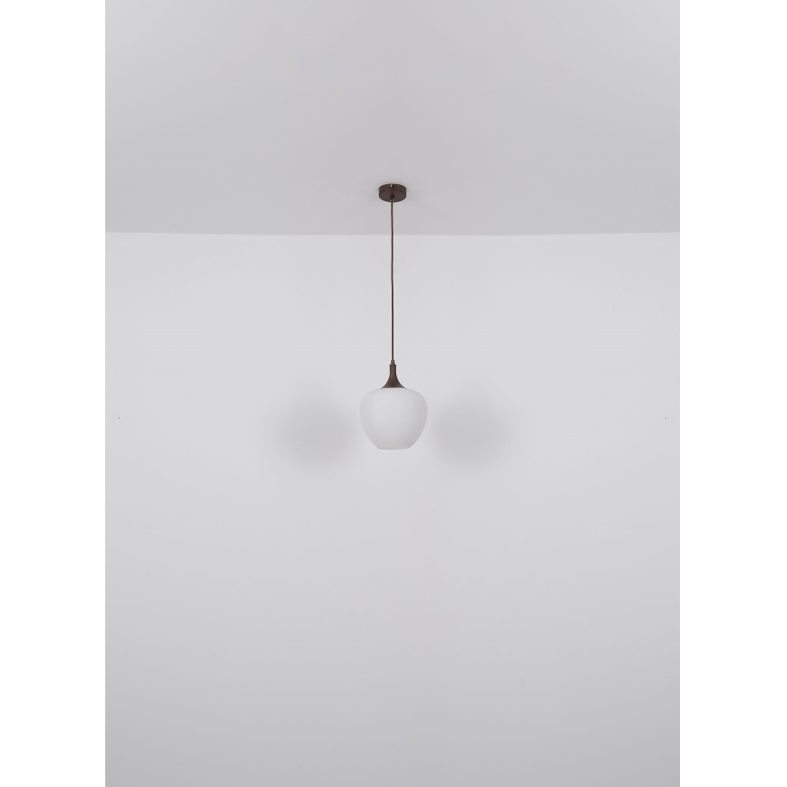 Globo - Pendel 1xE27/60W/230V diameter 29 cm hvid/brun