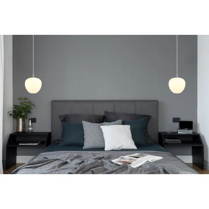Globo - Pendel 1xE27/60W/230V diameter 29 cm hvid