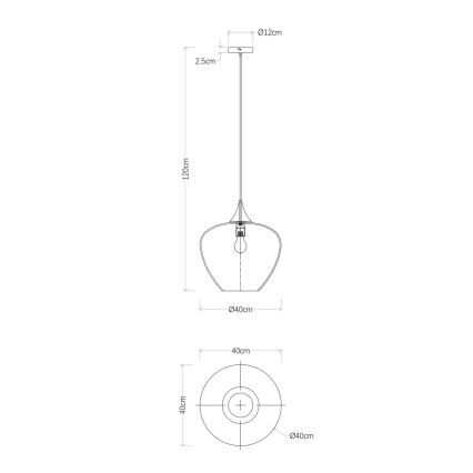 Globo - Pendel 1xE27/60W/230V diameter 40 cm sort
