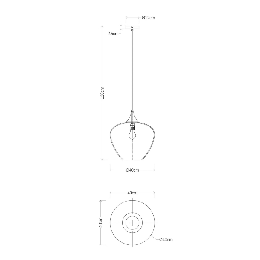 Globo - Pendel 1xE27/60W/230V diameter 40 cm sort