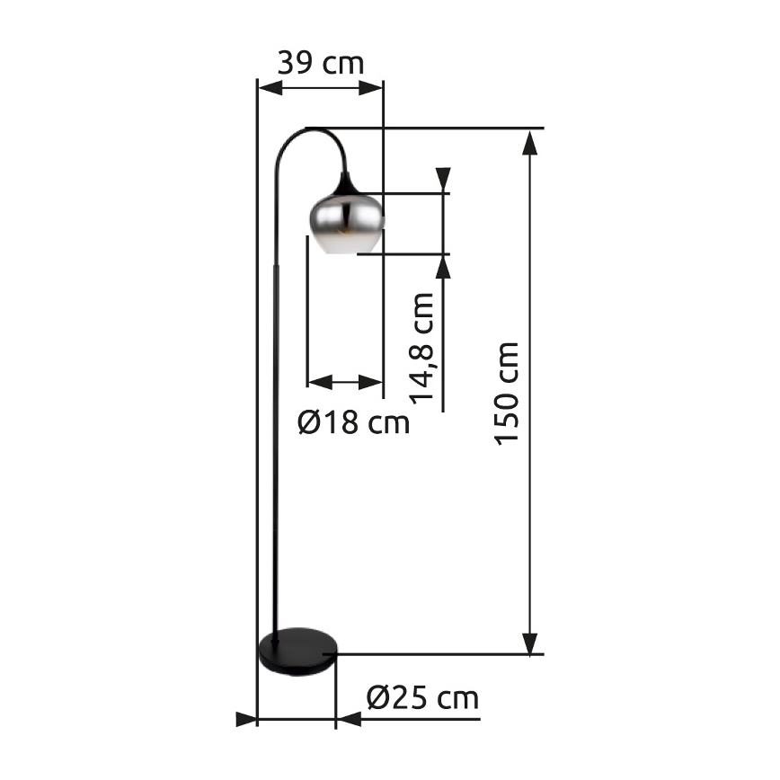 Globo - Gulvlampe 1xE27/40W/230V sort/røget
