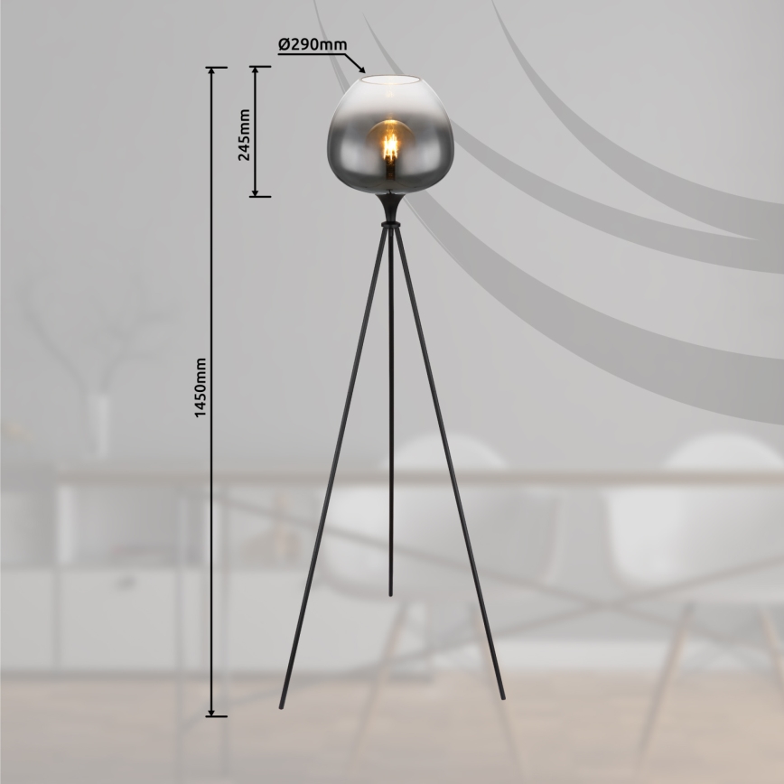Globo - Gulvlampe 1xE27/60W/230V sort