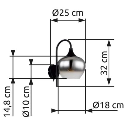 Globo - Væglampe 1xE27/40W/230V sort